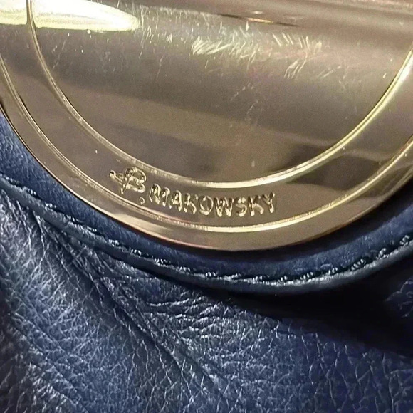 B. Makowsky Giamma Navy Suede & Leather Shoulder Bag - Picture 4 of 8